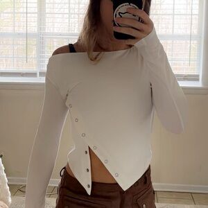 Princess Polly Asymmetrical White Blouse
